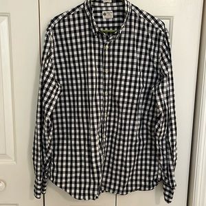 J. Crew black checkered all cotton long sleeve button down shirt size large EUC!